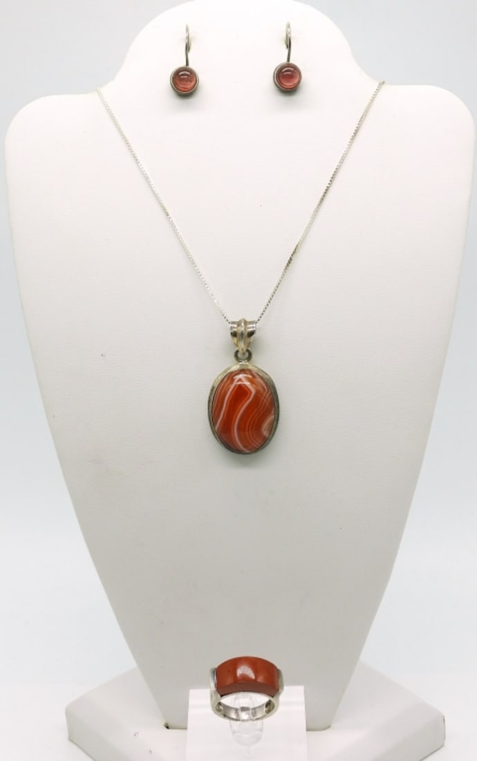 Sterling Agate & Jasper 3 Piece Set (1 of 2)