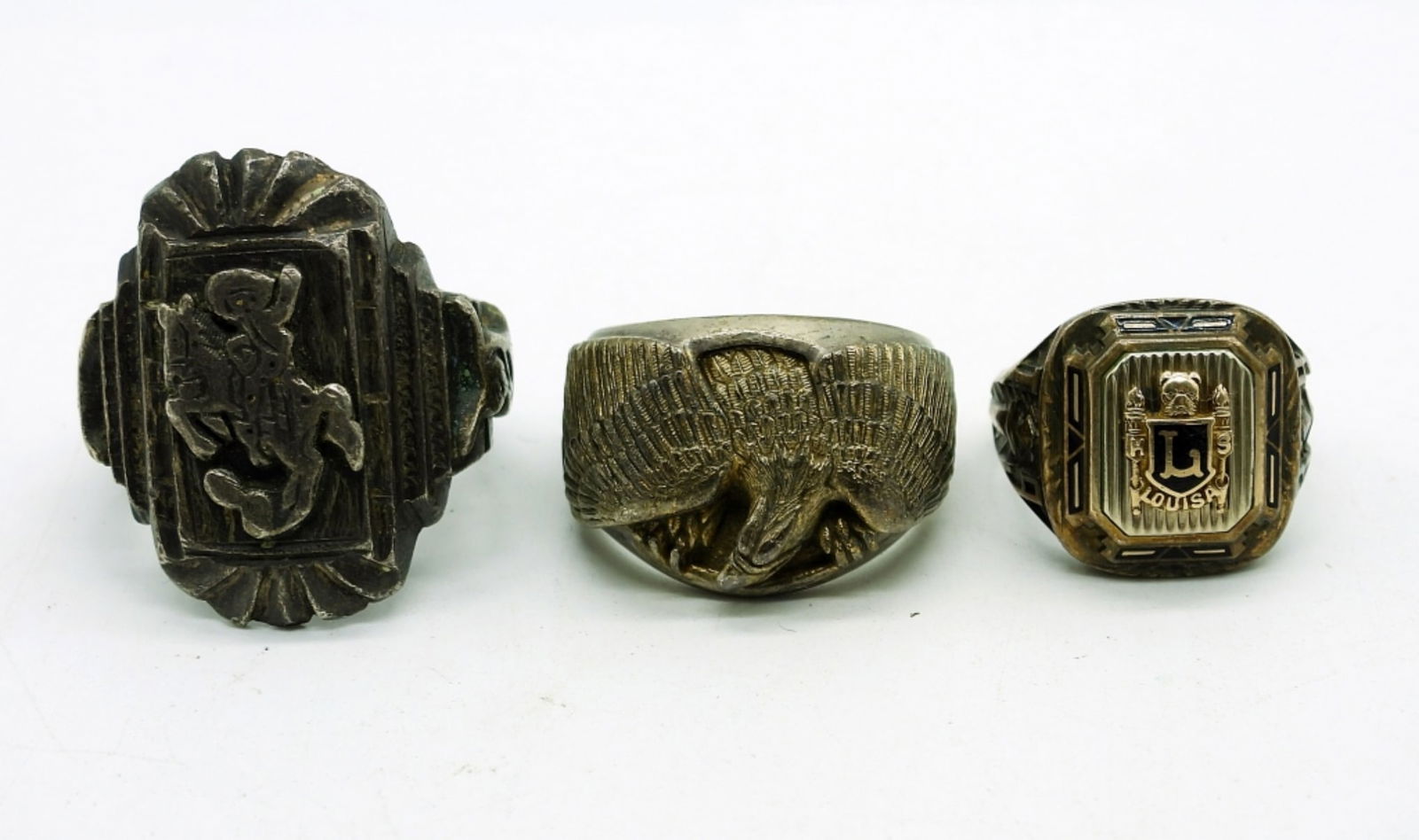 (3) 925 Rings. Vintage Mexican Biker Ring-Cowboy (1 of 3)