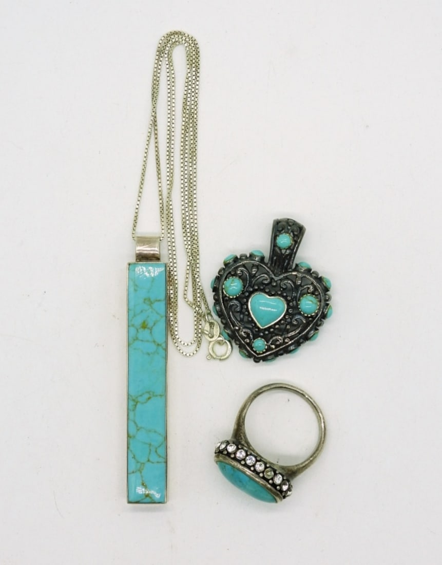 Sterling Turquoise Pendants & Ring (1 of 2)
