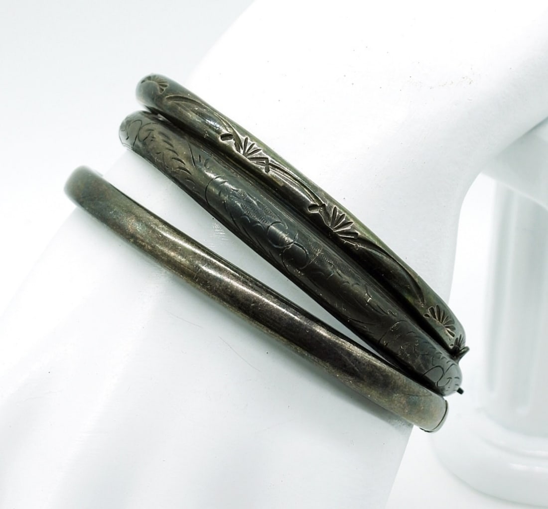 (3) Sterling Bangle & Cuff Bracelets (1 of 3)