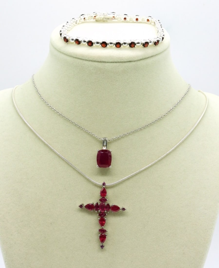 Ruby Sterling Necklaces & Bracelet (1 of 3)