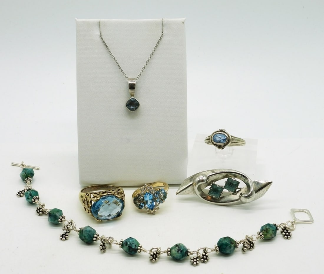 Blue Topaz Rings, Necklace & More 925 (1 of 4)