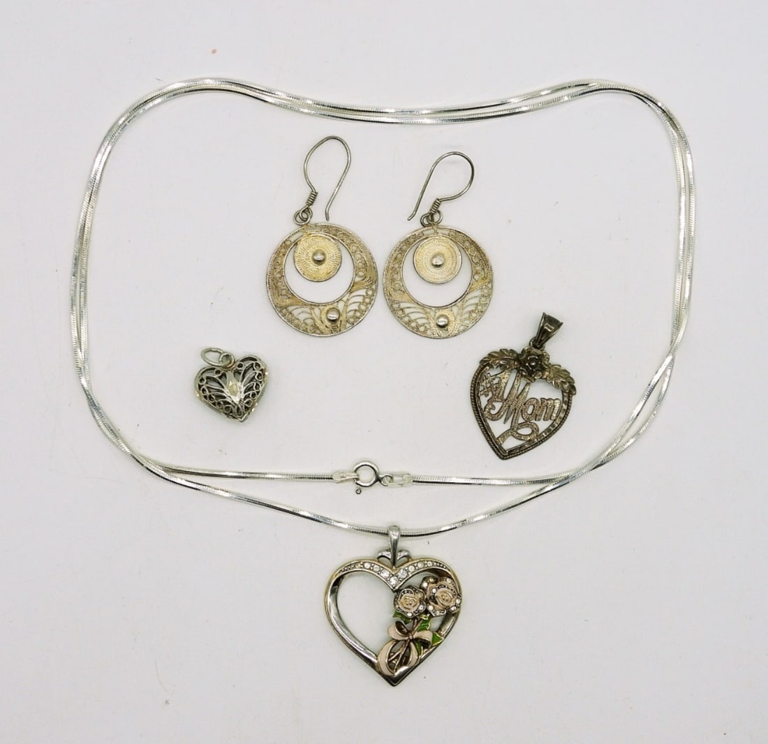 Vintage 925 Pendants, Chain & Earrings (1 of 3)