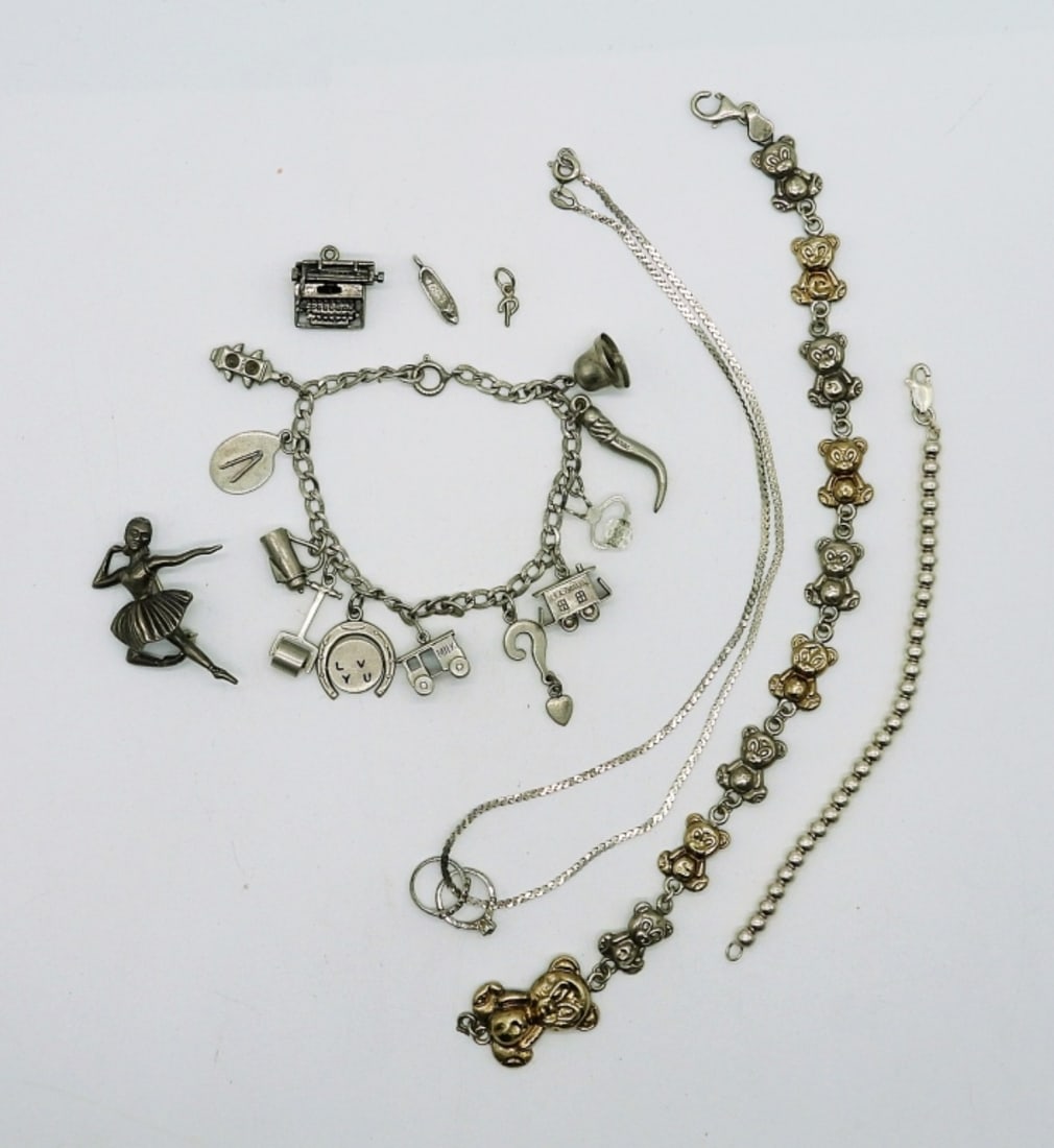 925 Vintage Charm Bracelet + 3 Charms, Bracelets & (1 of 3)