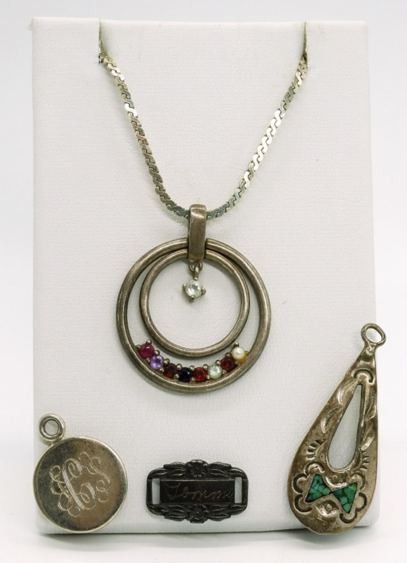 (4) Vintage 925 Pendants and Chain (1 of 2)