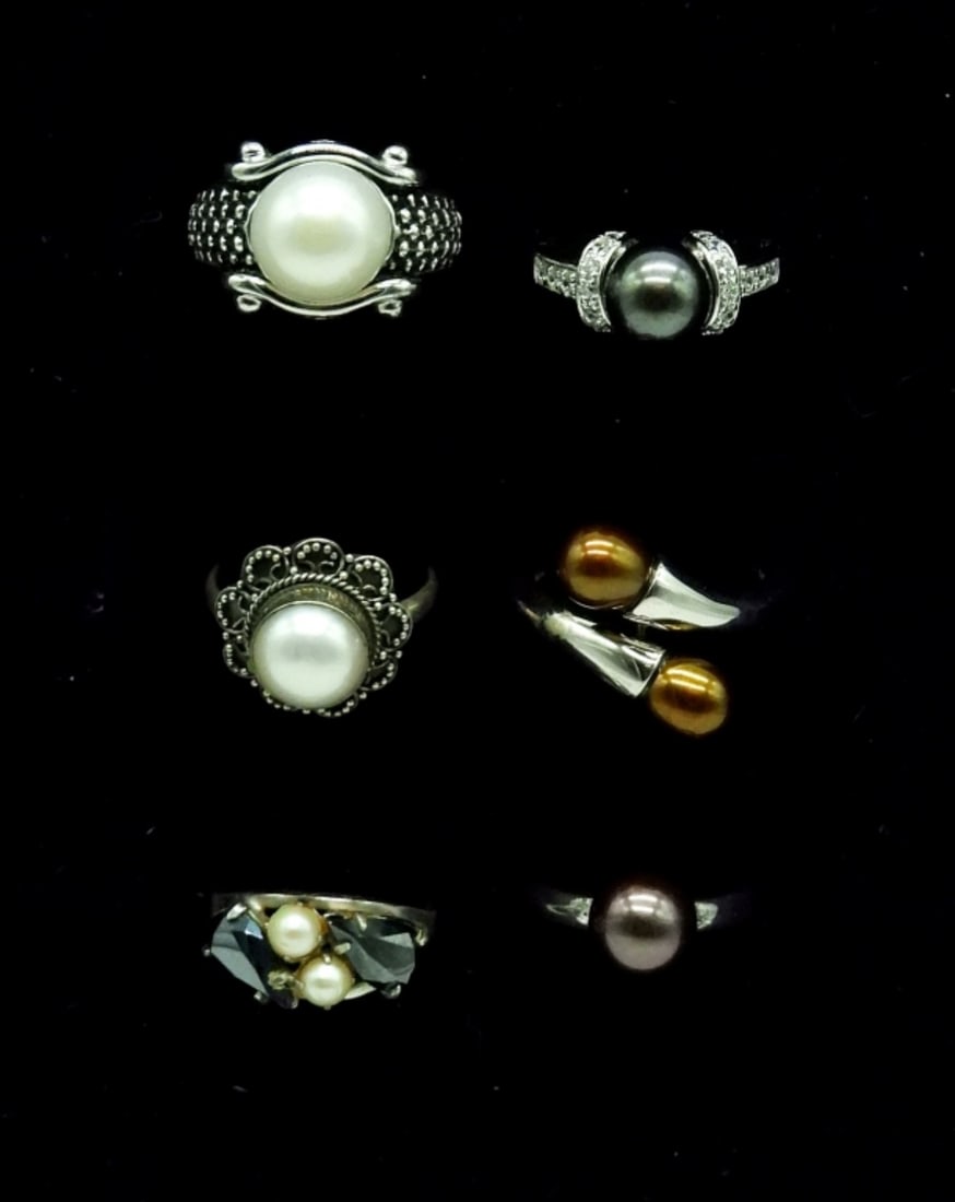 Vintage Sterling Pearl Rings (1 of 2)