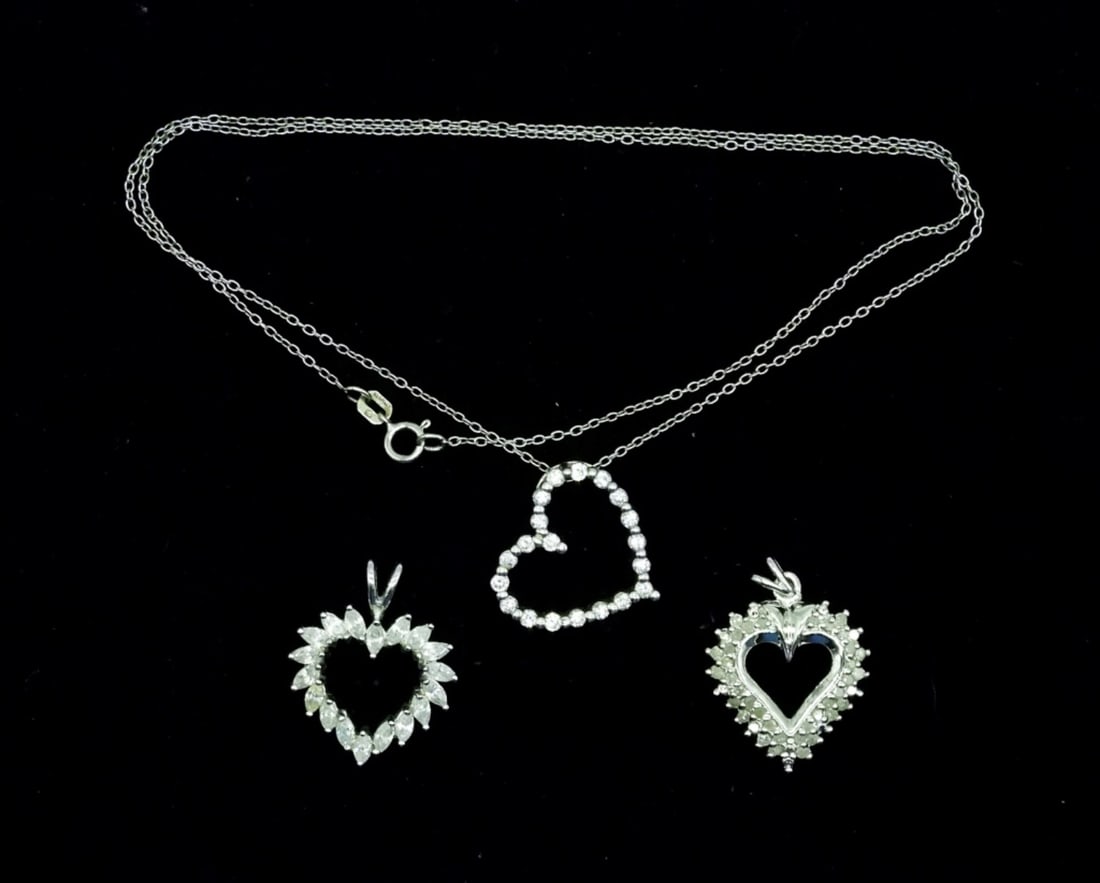 Sterling Heart Gemstone Pendants & Chain (1 of 4)