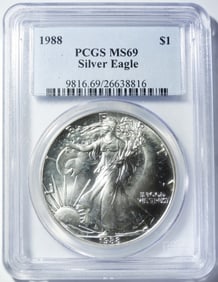 1988 AMERICAN SILVER EAGLE PCGS MS-69