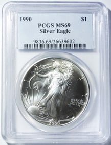 1990 AMERICAN SILVER EAGLE PCGS MS-69