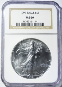 1994 AMERICAN SILVER EAGLE NGC MS-69