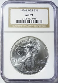 1996 AMERICAN SILVER EAGLE NGC MS-69