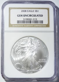 2008 AMERICAN SILVER EAGLE NGC GEM UNC