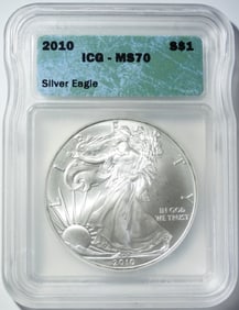 2010 AMERICAN SILVER EAGLE ICG MS-70
