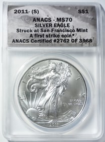 2011-(S) SILVER EAGLE ANACS MS-70
