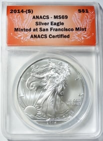 2014-(S) SILVER EAGLE ANACS MS-69