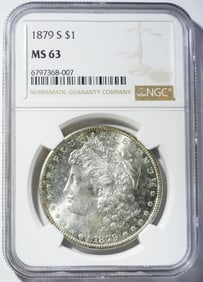 1879-S MORGAN DOLLAR, NGC MS-63