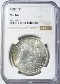 1887 MORGAN DOLLAR, NGC MS-64