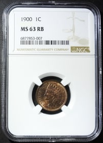 1900 INDIAN HEAD CENT NGC MS-63 RB