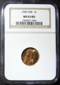 1909 VDB WHEAT CENT NGC MS-63 RD