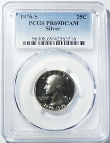1976-S SILVER QUARTER PCGS PR-69 DCAM