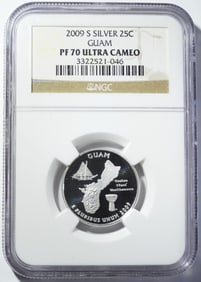 2009-S SILVER GUAM 25C NGC PF-70 UC