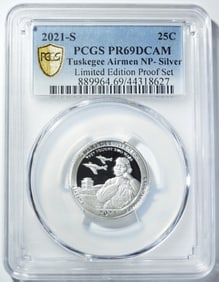 2021-S SILVER TUSKEGEE 25C PCGS PR69DCAM