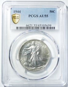 1944 WALKING LIBERTY HALF PCGS AU-55