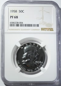 1958 FRANKLIN HALF NGC PF-68