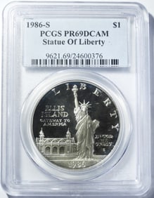 1986-S LIBERTY DOLLAR PCGS PR-69 DCAM