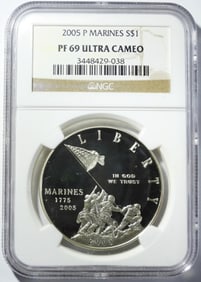 2005-P MARINES DOLLAR NGC PF-69 UC