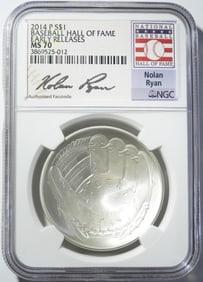 2014-P BASEBALL HOF $1 NGC MS-70