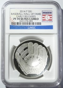 2014-P BASEBALL HOF $1 NGC PF-70 UC