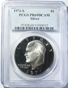 1971-S SILVER IKE DOLLAR PCGS PR-69 DCAM