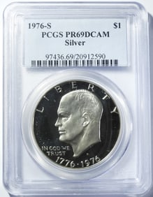 1976-S SILVER IKE DOLLAR PCGS PR-69 DCAM