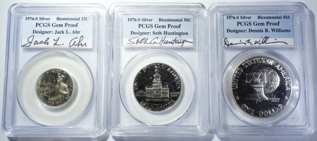 1976-S PCGS GEM PROOF SILVER 3-COIN SET