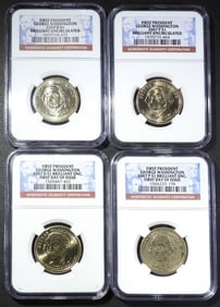 (4) PRESIDENTIAL $1 NGC BRILLIANT UNC.