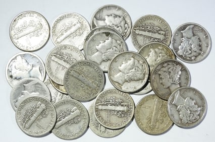(23) MIXED DATE MERCURY SILVER DIMES