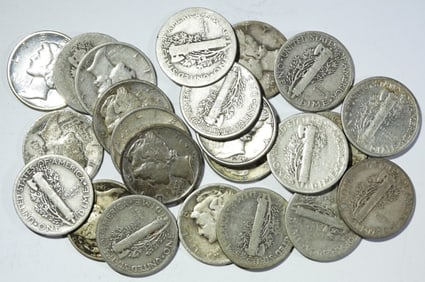 (23) MIXED DATE MERCURY SILVER DIMES