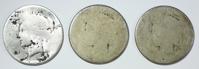 (3) NO DATE/DAMAGED PEACE DOLLARS