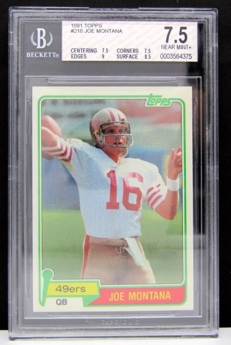 1981 Topps #216 Joe Montana Beckett 7.5: Near Mint +; BGS.