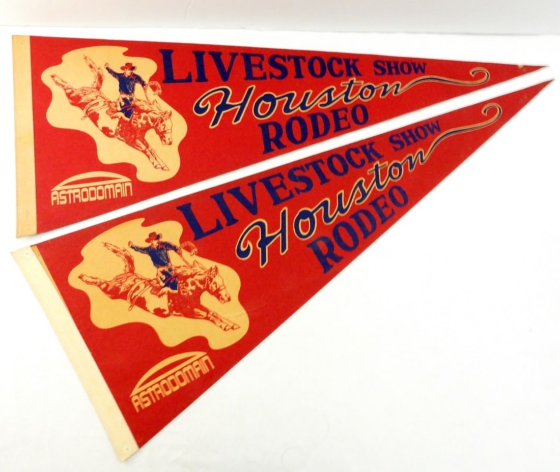 (2) HOUSTON LIVESSTOCK SHOW RODEO: 30X12, BOTH IN SLEEVES, NORMAL WEAR AND PINHOLES