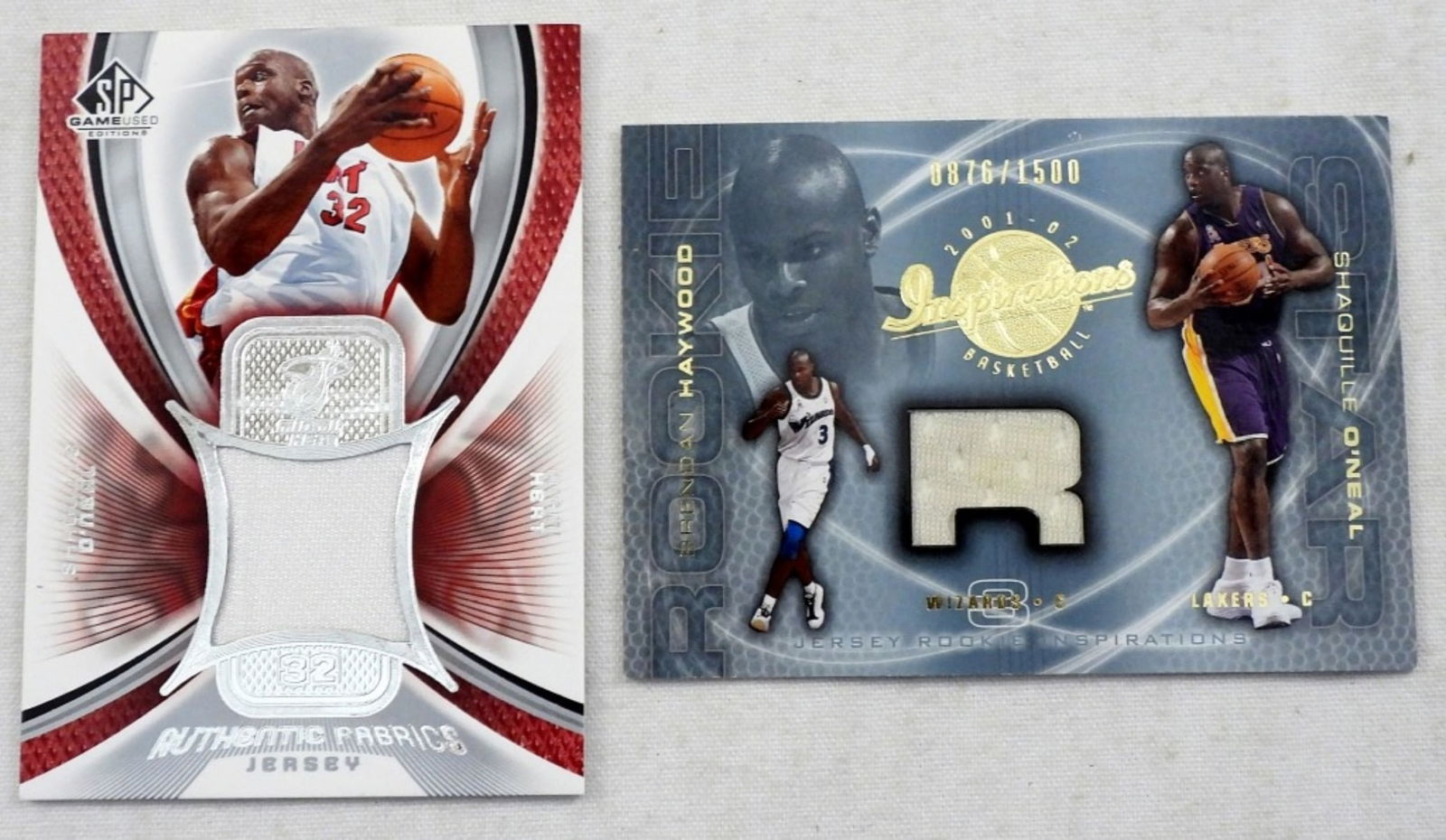 (2) GAME WORN JERSEY CARDS - SHAQ (1 of 2)