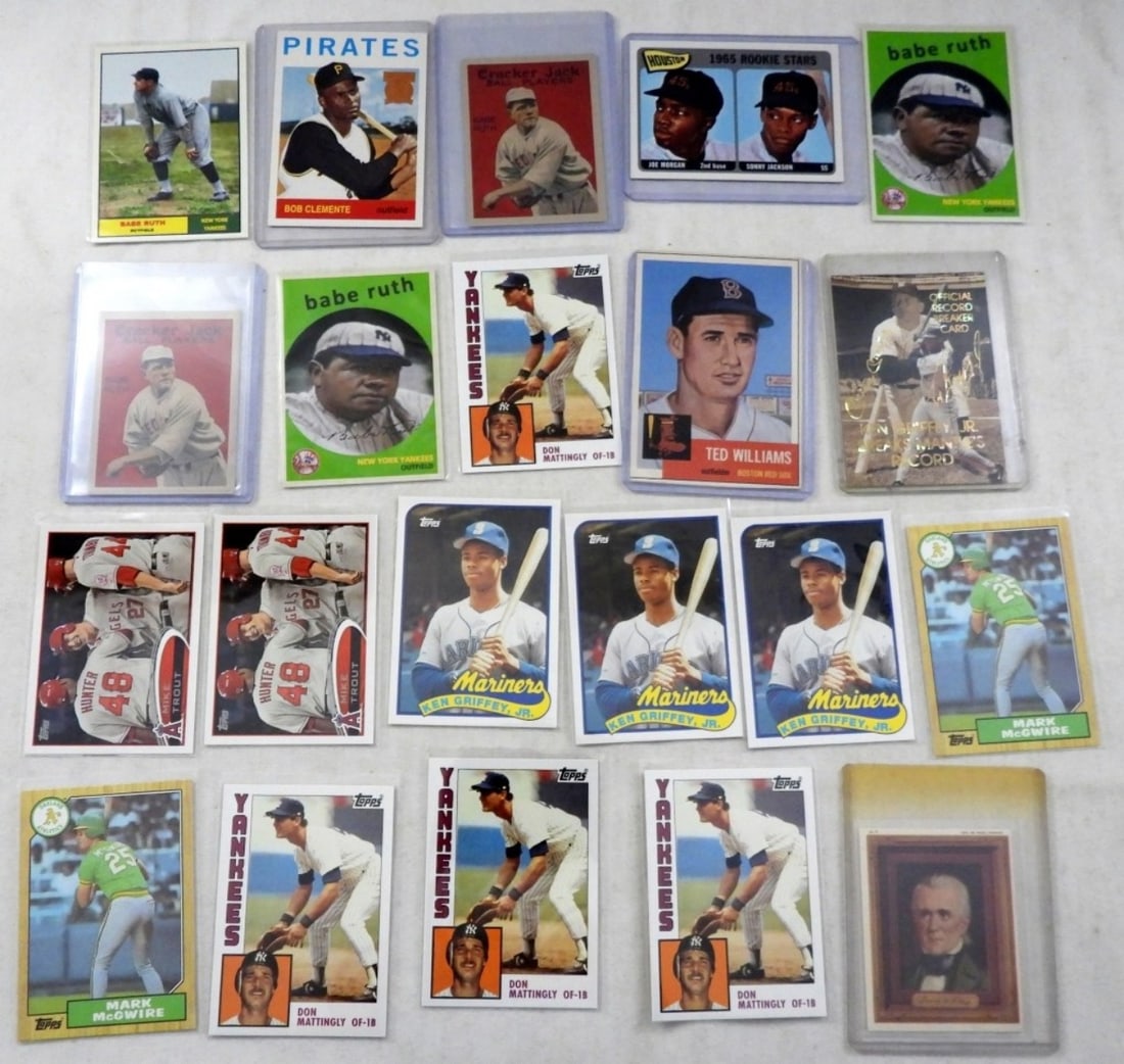 GREATEST MEMORIES LOT - TOPPS REPRINTs: plus OTHER HOFer REPRINT CARDS - RUTH - TED WILLIAMS - CLEMENTE - GRIFFEY & MORE