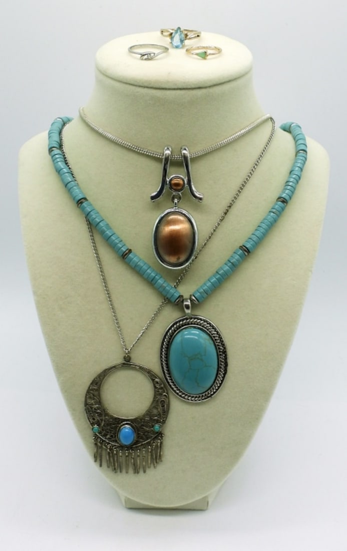 3 Southwest style Necklaces & 3 Rings (1 of 5)