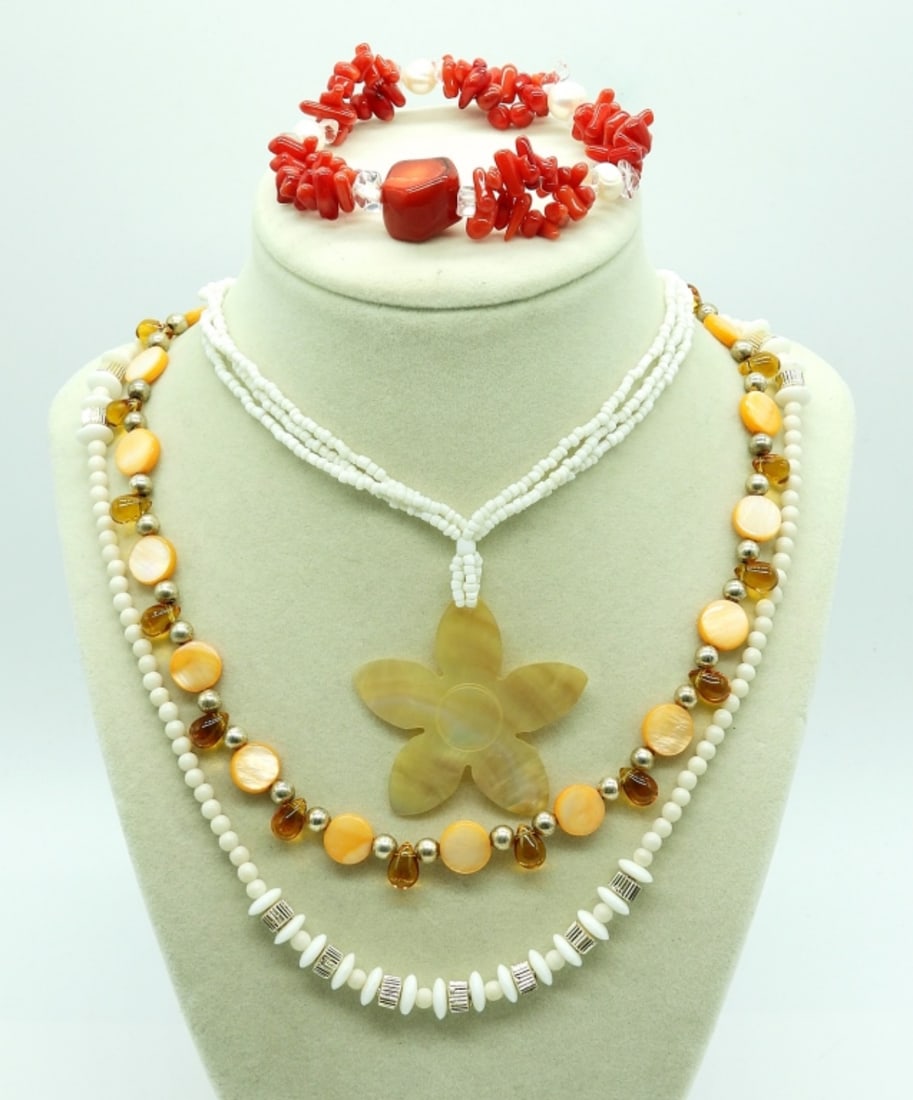 Beaded & Shell Necklaces, Bracelet (1 of 4)