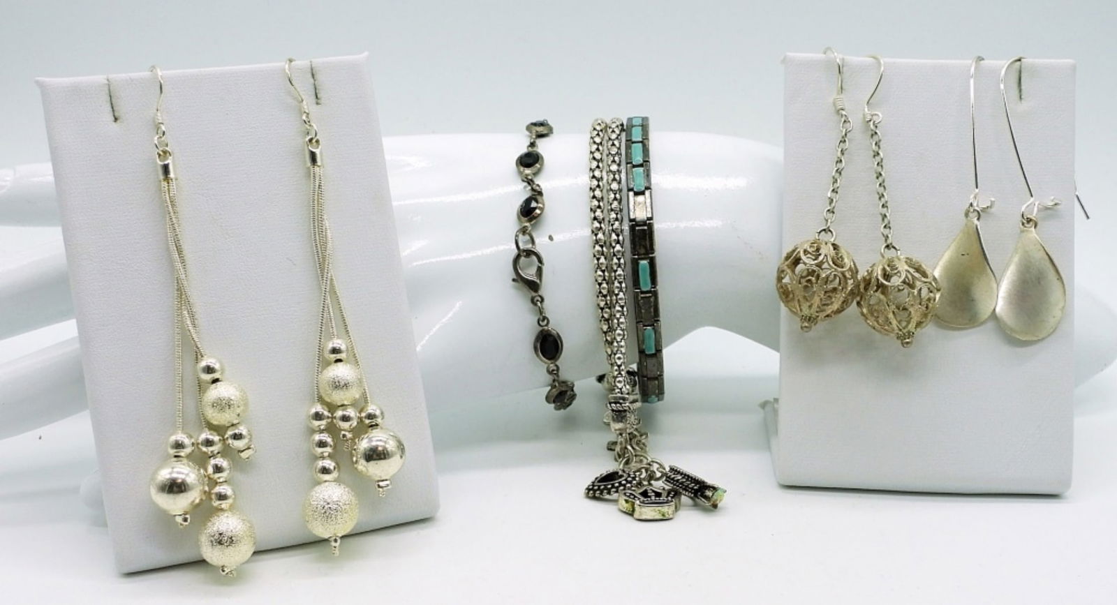 (6) Silvertone Earrings & Bracelets (1 of 4)