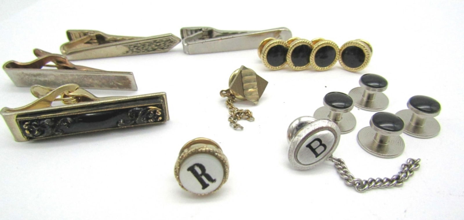 (4) TIE CLIPS (3) TIE PINS (8) DRESS BUTTONS MENS (1 of 3)