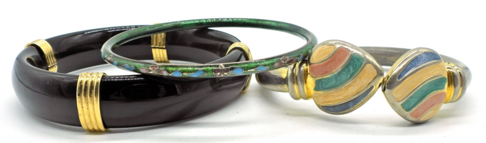 Vintage Bangle Bracelets: 3 bracelets in various colors and sizes