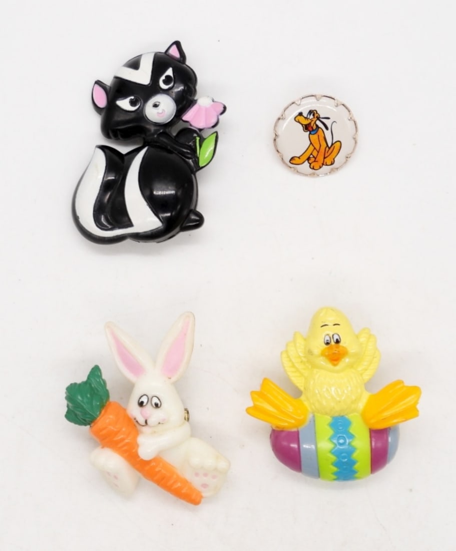 (4) CARTOON EASTER PLASTIC PINS - AVON (1 of 2)