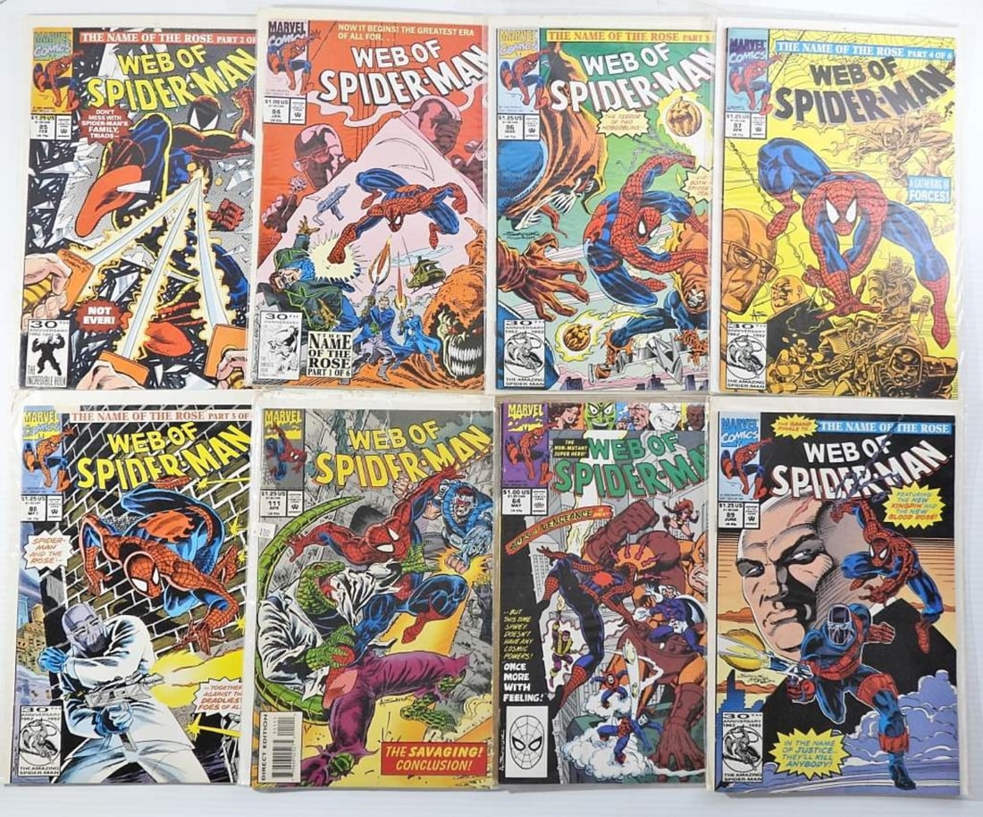 (8) SPIDER-MAN COMICS #84 thru #89 plus: #64 & #111 - BOARDED / SLEEVED XF or BETTER